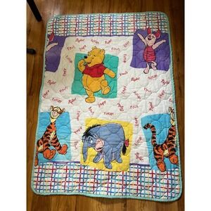 VTG 1995 Disney Winnie the Pooh Tigger Eeyore Piglet Quilted Baby Crib Blanket